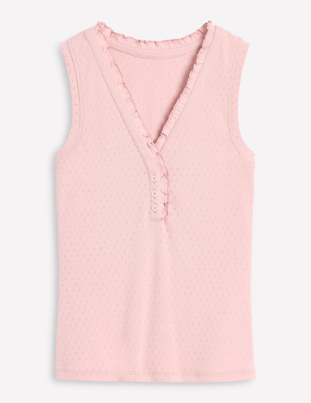 Jersey Henley Pajama Vest-Light Pink Marl