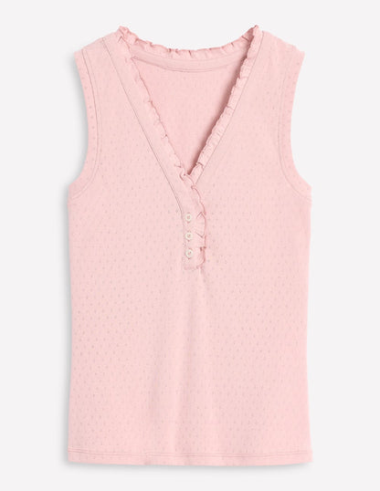 Jersey Henley Pajama Vest-Light Pink Marl