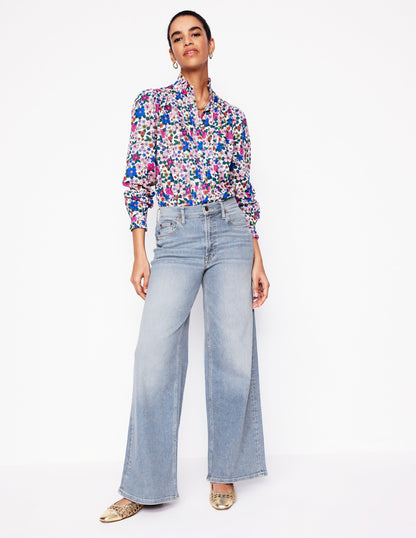 High Rise Wide Leg Jeans-Light Vintage