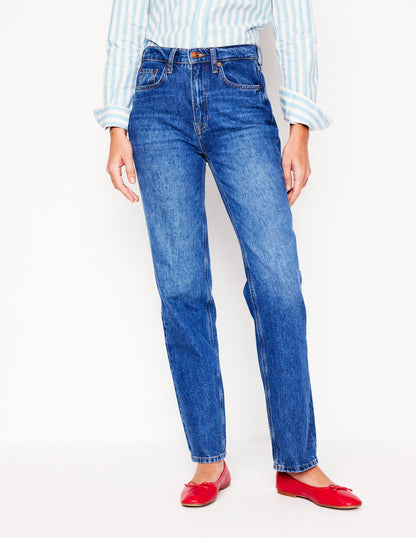 High Rise Straight Leg Jeans-Mid Vintage