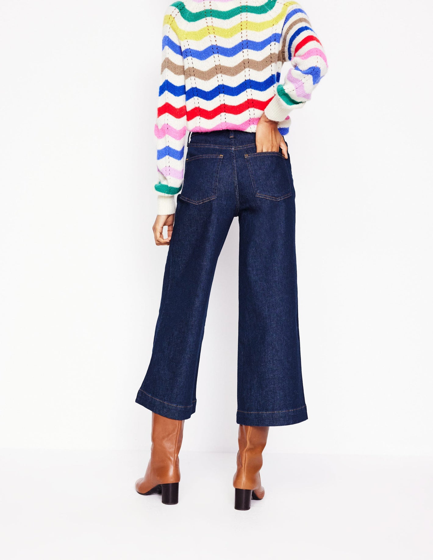 High Rise Wide Crop Jeans-Indigo Rinse