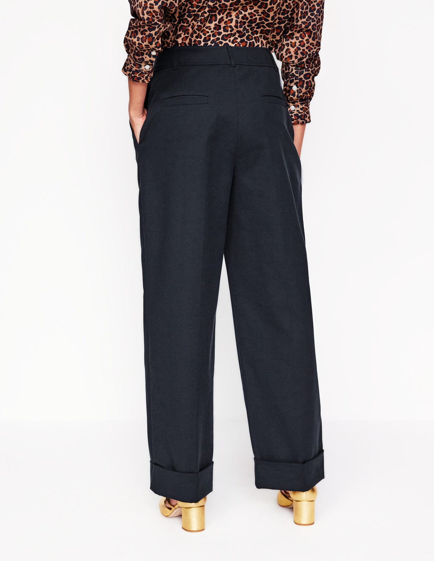 Turn Up Pants-Navy