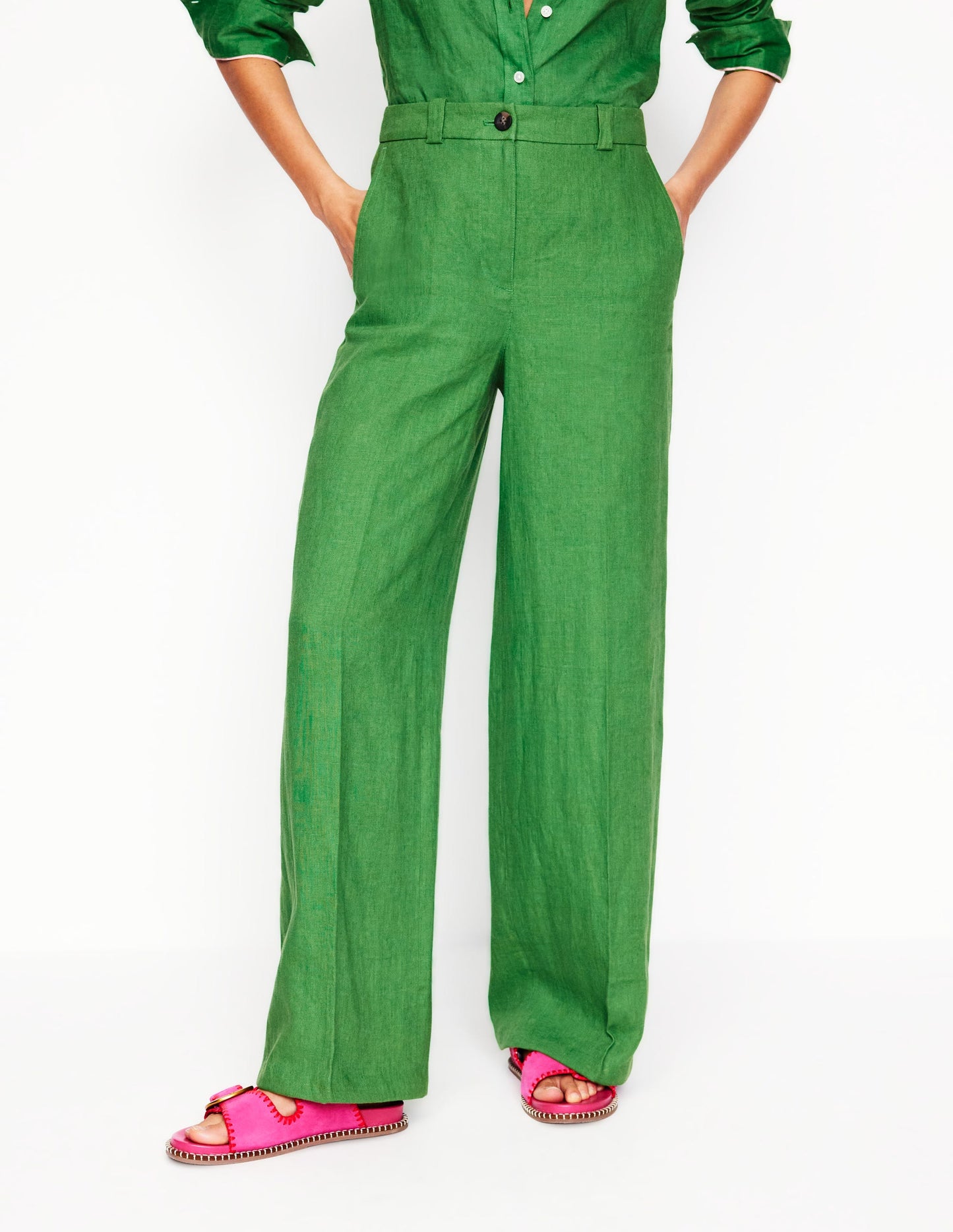 Westbourne Linen Pants-Iguana Green