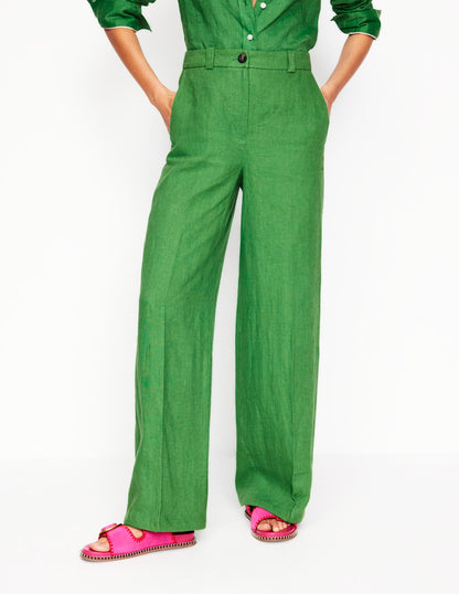 Westbourne Linen Pants-Iguana Green