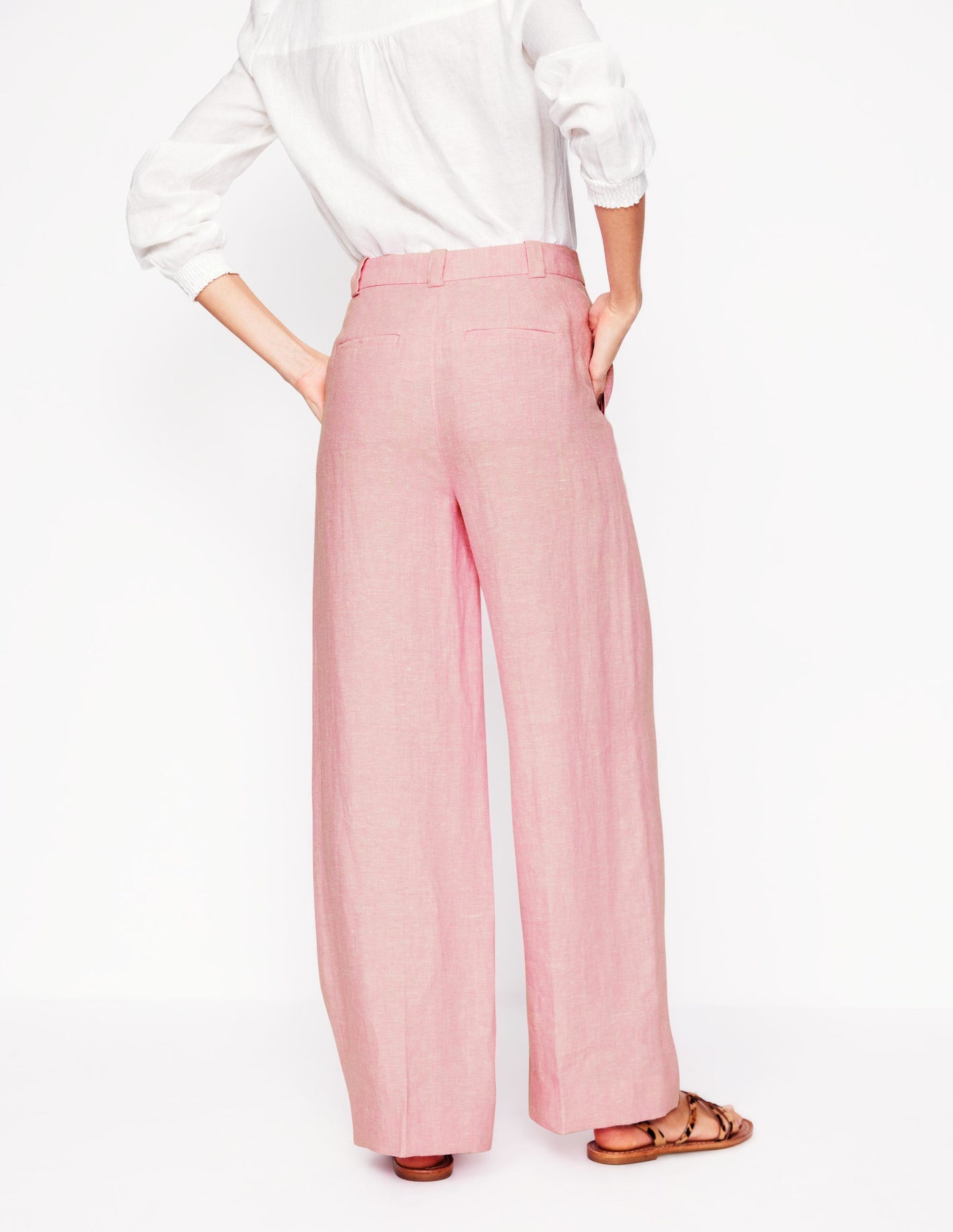 Westbourne Linen Pants-Meadowsweet Pink Chambray