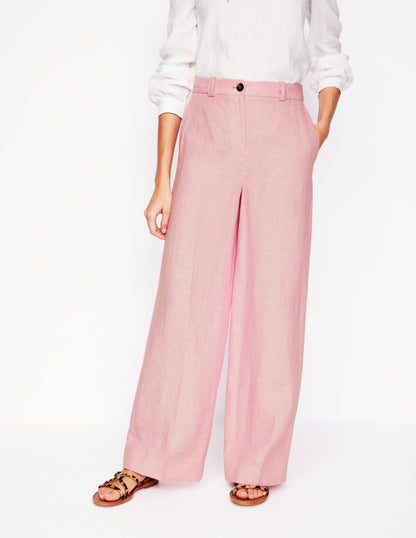 Westbourne Linen Pants-Meadowsweet Pink Chambray