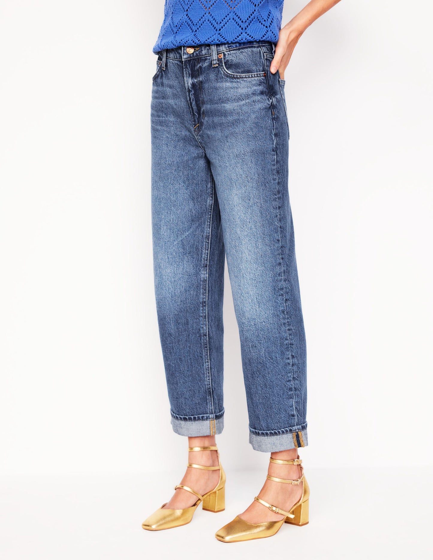 Mid Rise Relaxed Jeans-Mid Vintage