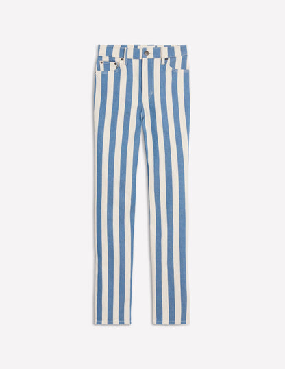 High Rise Stripe Jeans-Marine Wide Stripe