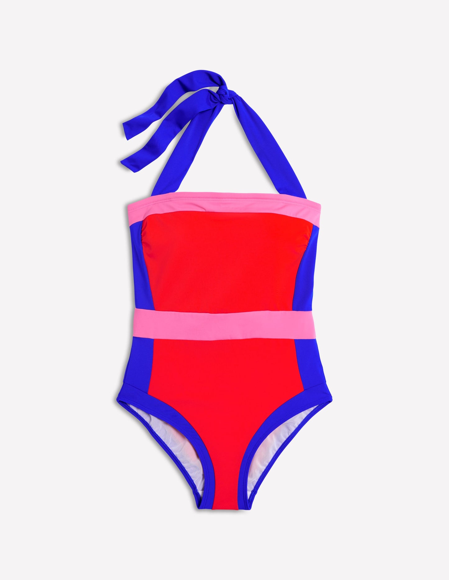 Santorini Halterneck Swimsuit-Fire Red Colourblock