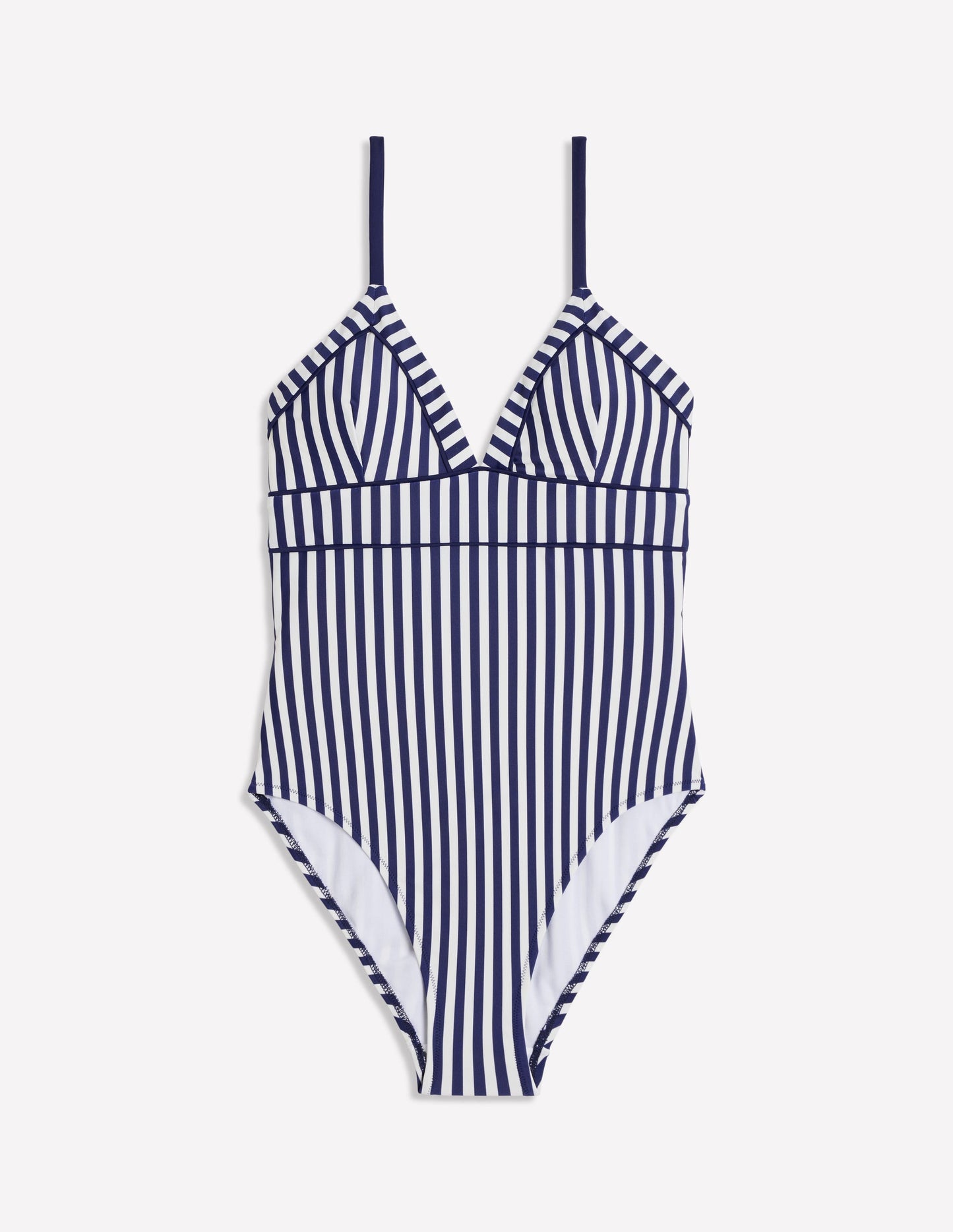 Kasos String V Neck Swimsuit-Navy, Ivory Stripe