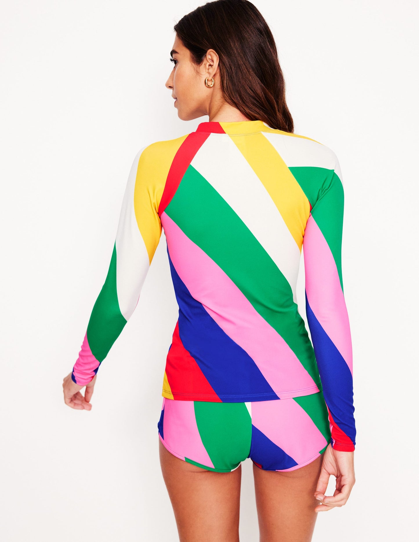 Piped Raglan Rash Guard-Multi, Rainbow Cascade