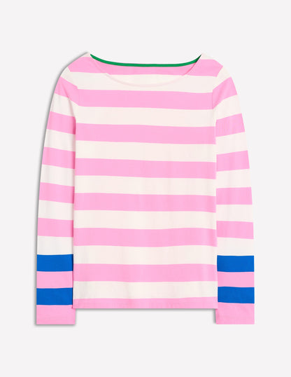 Ella Long Sleeve Breton-Pink Rose, Gallery Blue Cuff