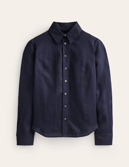 Sienna Linen Shirt-Navy