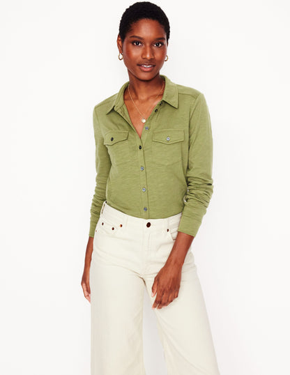 Amy Jersey Shirt-Soft Olive