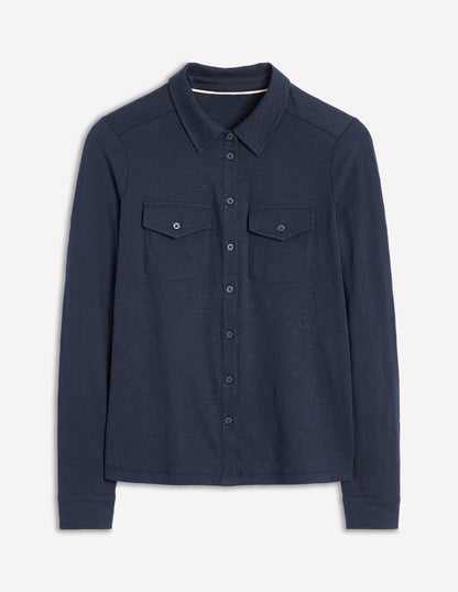 Amy Jersey Shirt-Navy