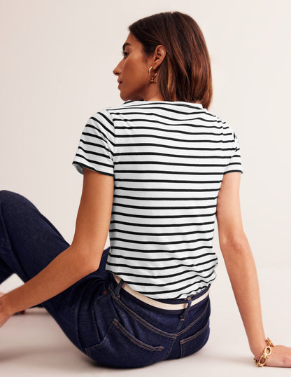 Ella Short Sleeve Breton-Ivory, Black