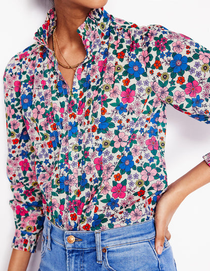 Felicity Cotton Blouse-Multi, Blossom Scatter