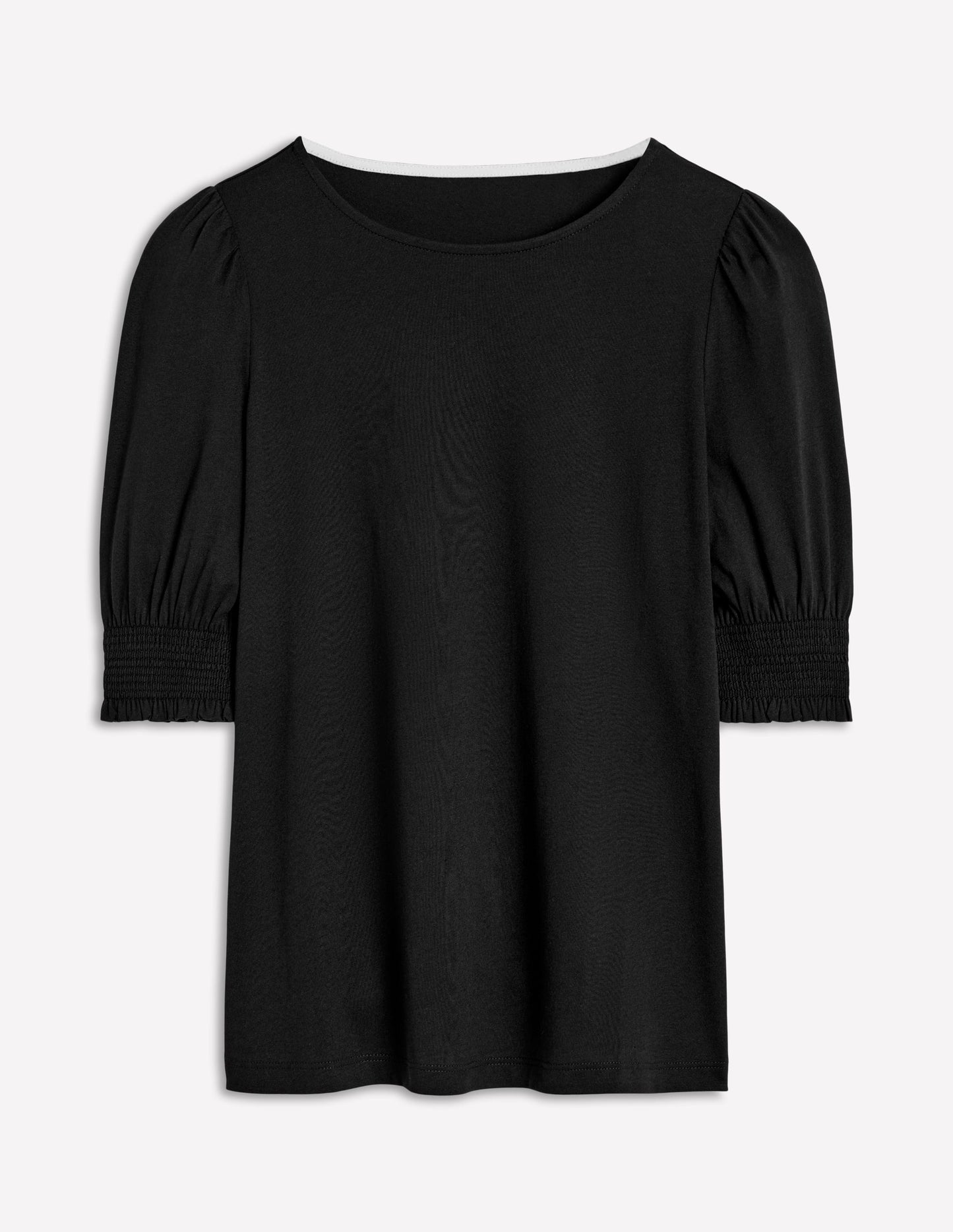 Short Sleeve Smocked Cuff Top-Black