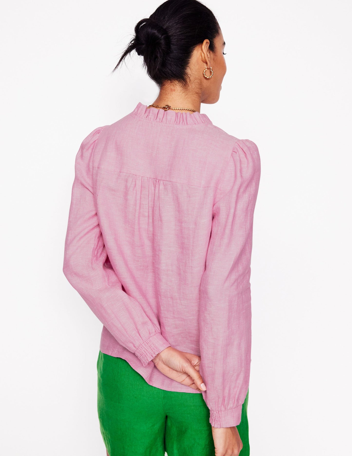 Grace Linen Top-Meadowsweet Pink Chambray