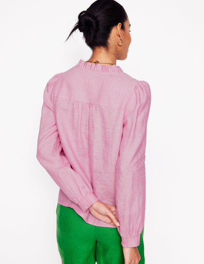 Grace Linen Top-Meadowsweet Pink Chambray