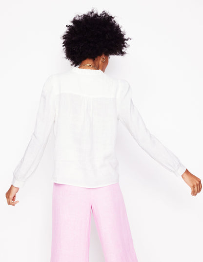 Grace Linen Top-White