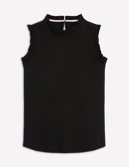 Supersoft Frill Detail Vest-Black