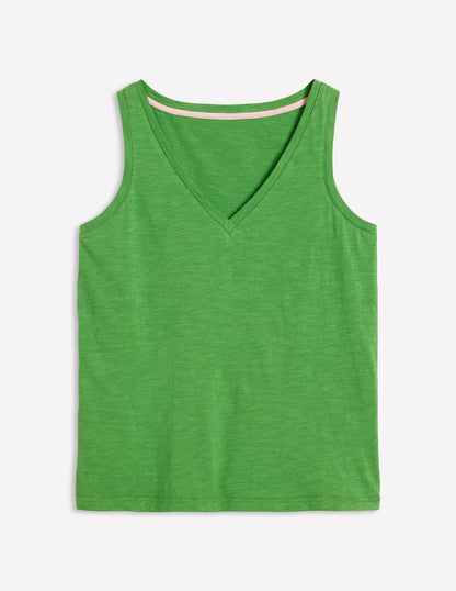 Regular V-Neck Slub Tank-Paradise Green