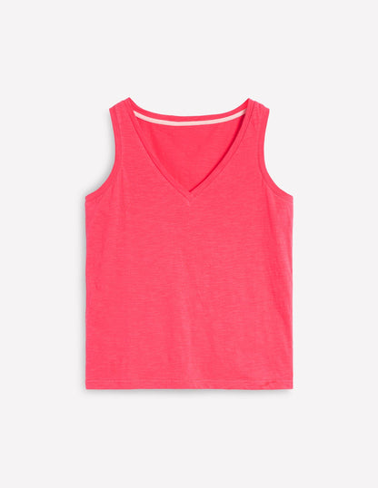 Regular V-Neck Slub Tank-Camelia Pink