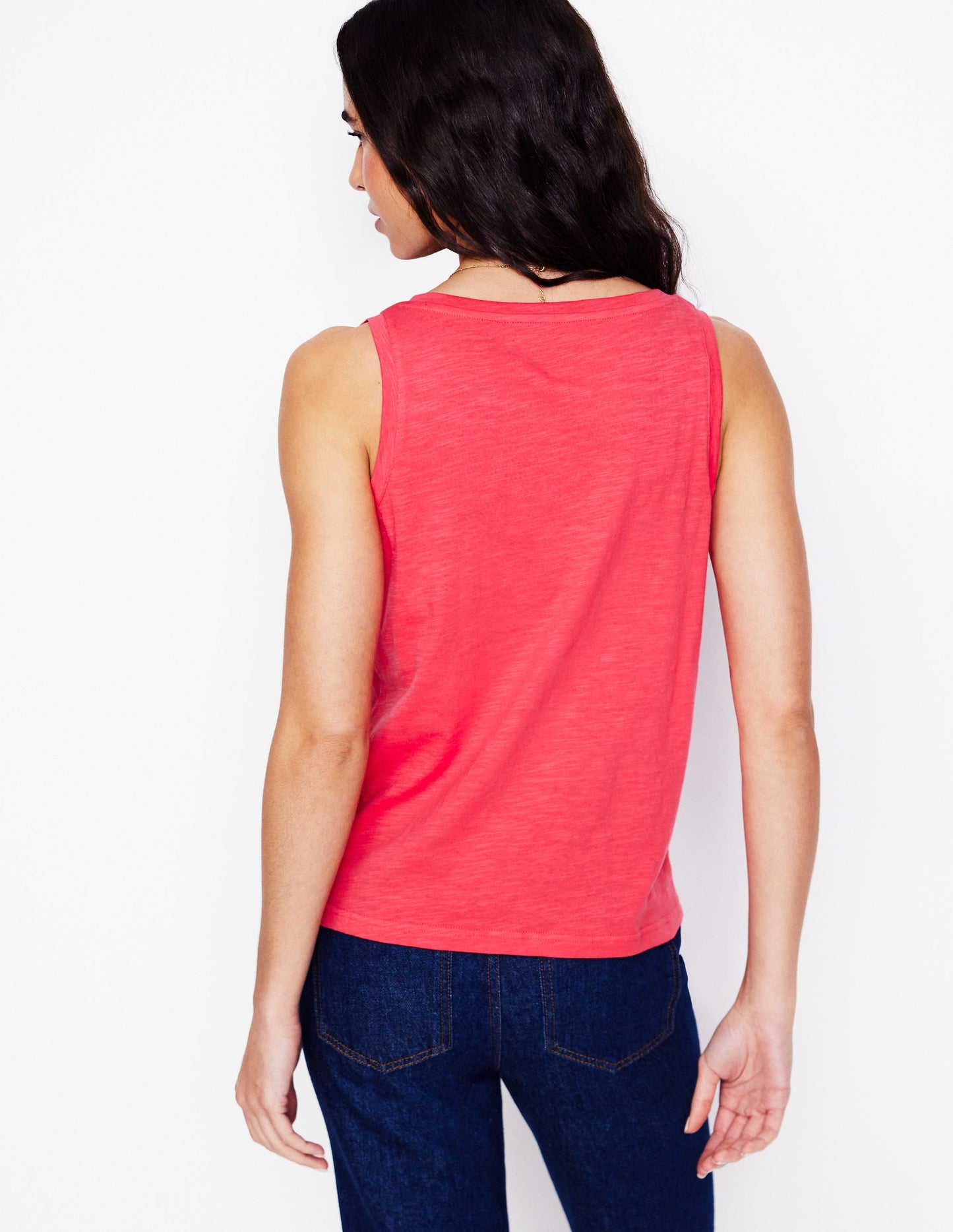 Regular V-Neck Slub Tank-Camelia Pink