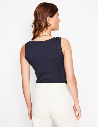 Essential Scoop-Neck Tank-Navy