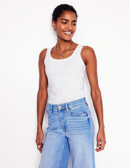 Essential Scoop-Neck Tank-White