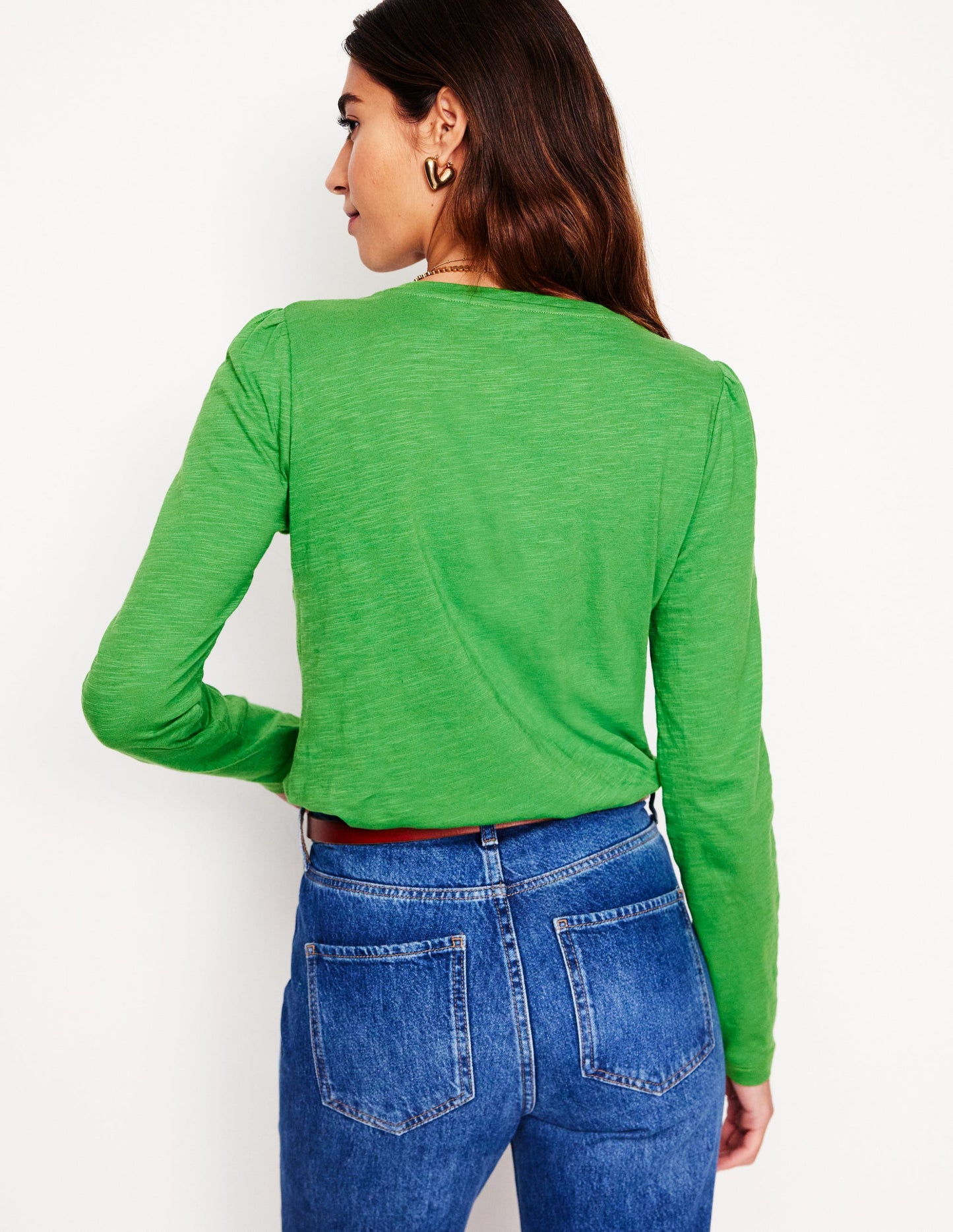 Cotton Crew Long Sleeve Top-Paradise Green