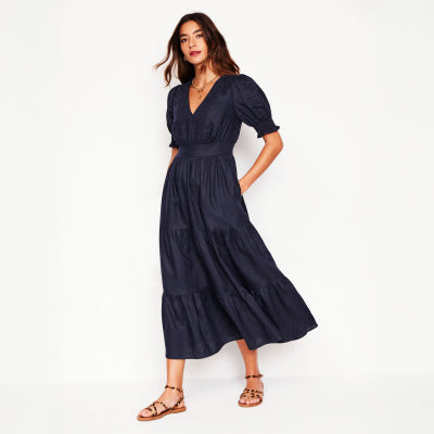 Women wearing Anna Tiered Midi Dress